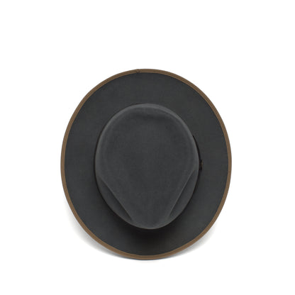Goorin Bros. river gray teardrop wide brim felt fedora hat Grey top view