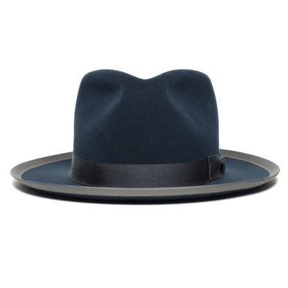 Goorin Bros. river gray teardrop wide brim felt fedora hat Navy front view