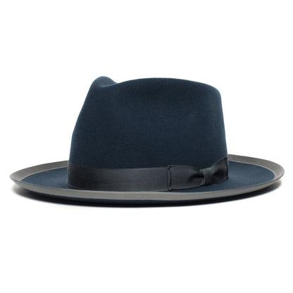 Goorin Bros. river gray teardrop wide brim felt fedora hat Navy left side view