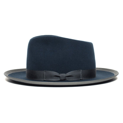 Goorin Bros. river gray teardrop wide brim felt fedora hat Navy side view