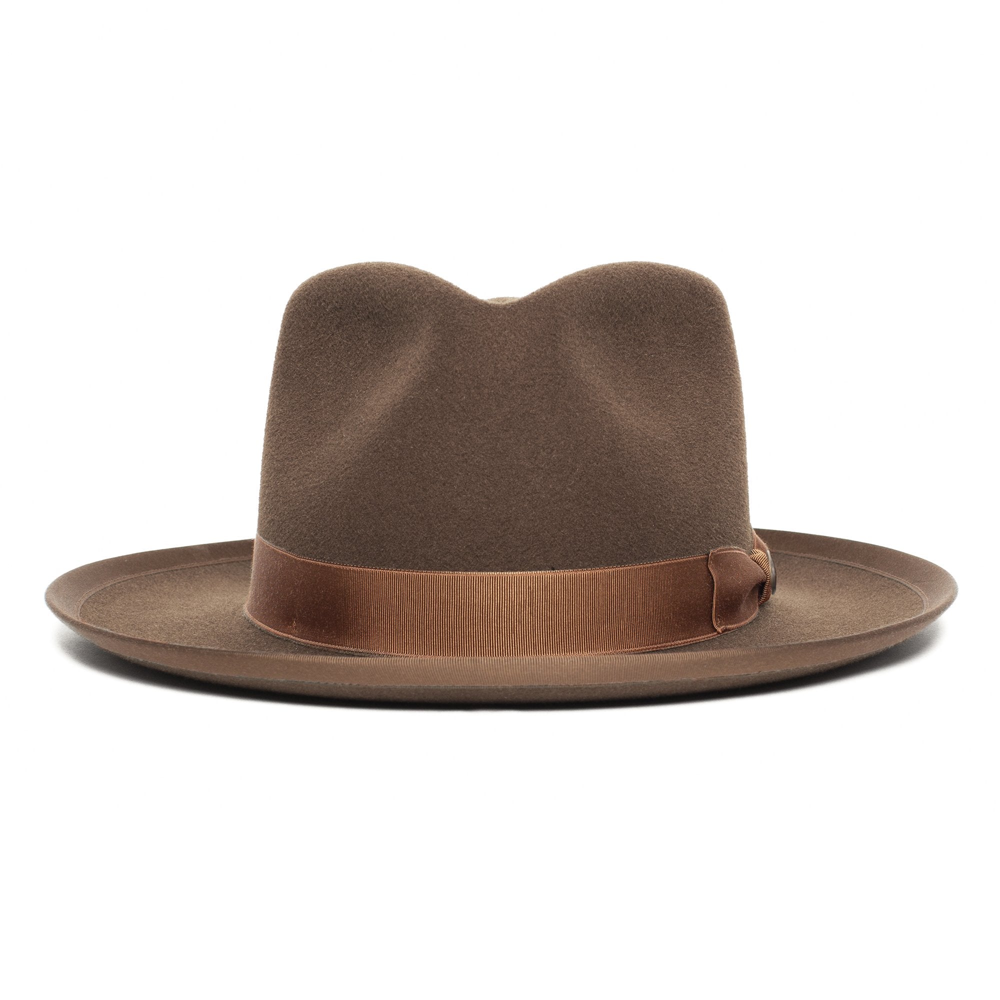 Goorin Bros. river gray teardrop wide brim felt fedora hat Rust front view