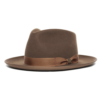 Goorin Bros. river gray teardrop wide brim felt fedora hat Rust left side view