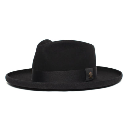 Goorin Bros. colonel pierce teardrop wide brim felt fedora hat Black left side view