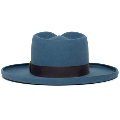 Goorin Bros. colonel pierce teardrop wide brim felt fedora hat Blue back view