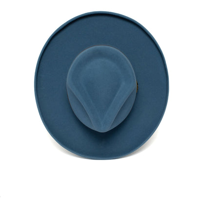 Goorin Bros. colonel pierce teardrop wide brim felt fedora hat Blue top view