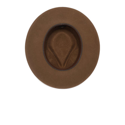 Goorin Bros. colonel pierce teardrop wide brim felt fedora hat Brown under view