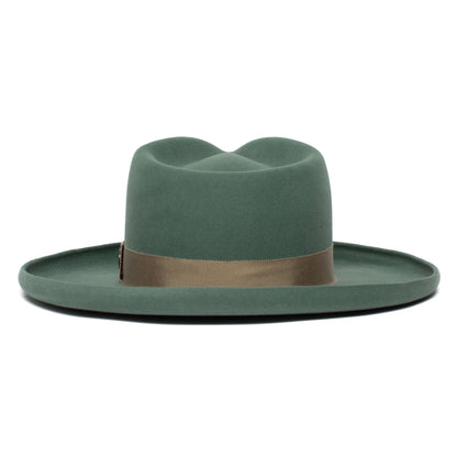 Goorin Bros. colonel pierce teardrop wide brim felt fedora hat Olive back view