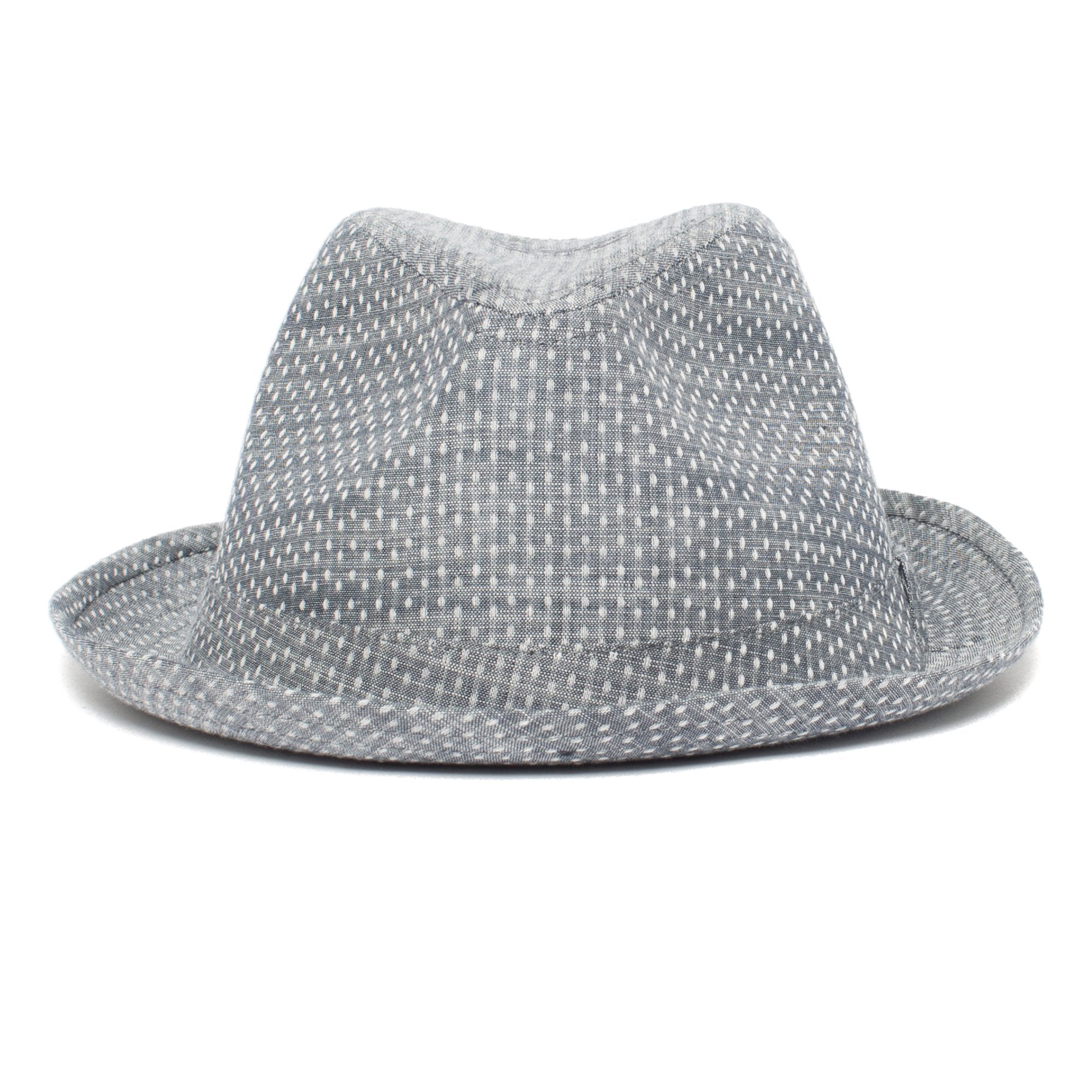 Goorin Bros. laid back center dent short brim cotton fedora hat Blue front view