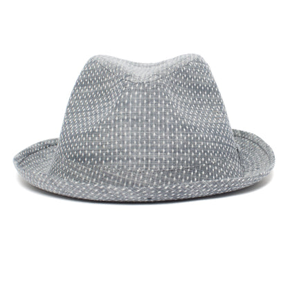 Goorin Bros. laid back center dent short brim cotton fedora hat Blue front view