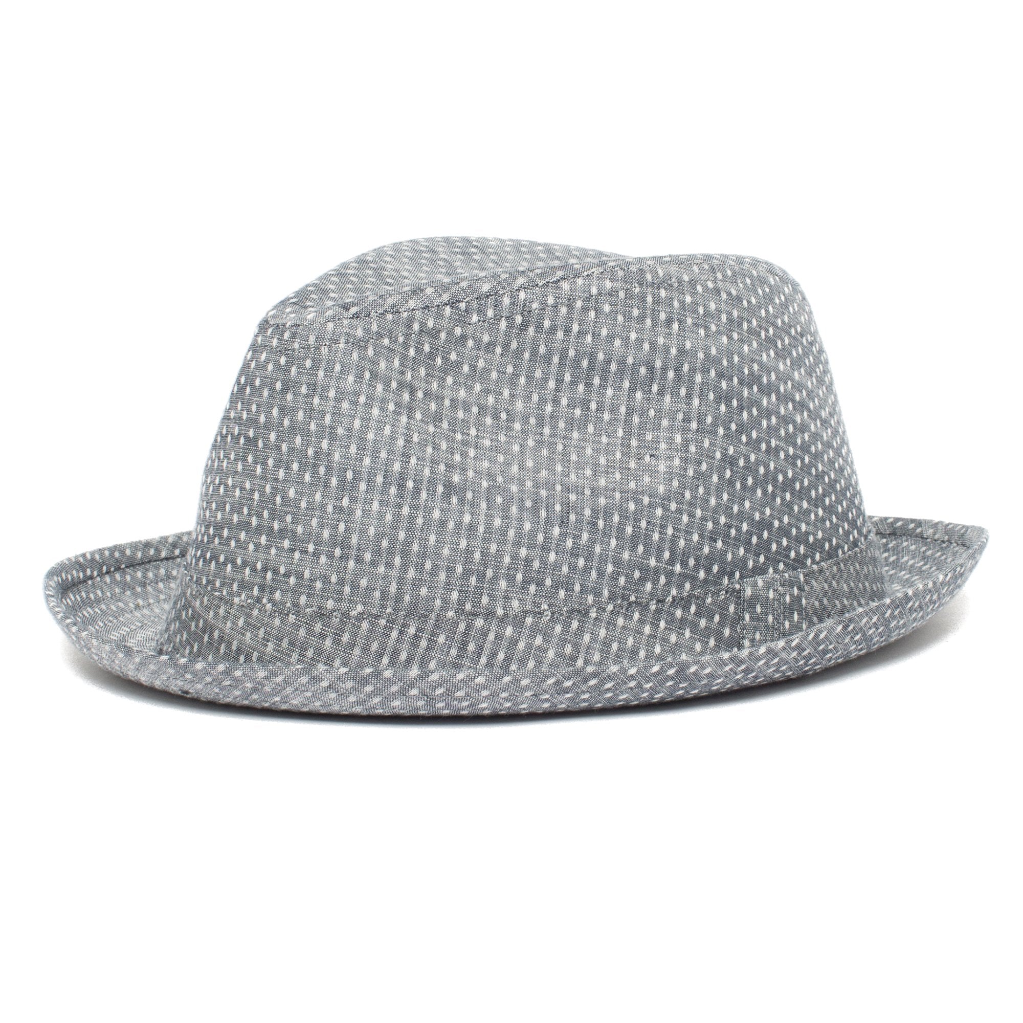 Goorin Bros. laid back center dent short brim cotton fedora hat Blue left side view