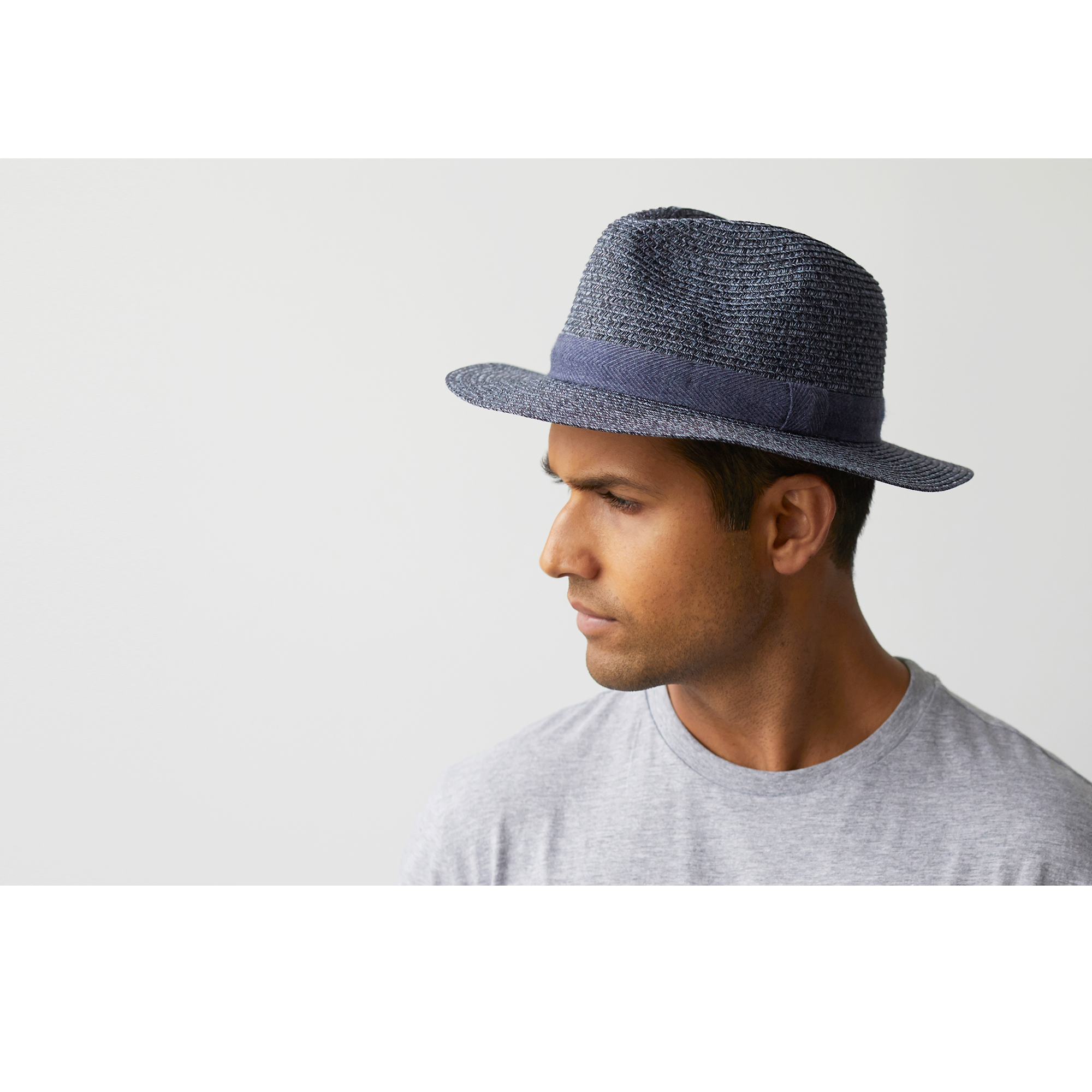 Goorin Bros. roll the dice center dent wide brim polyester fedora hat Navy  mens styling