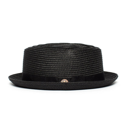 Goorin Bros. low country diamond short brim paper poly blend porkpie fedora hat Black side view