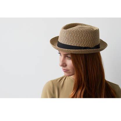Goorin Bros. low country diamond short brim paper poly blend porkpie fedora hat Natural  womens styling