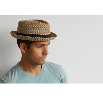 Goorin Bros. low country diamond short brim paper poly blend porkpie fedora hat Natural  mens styling