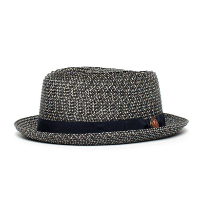 Goorin Bros. low country diamond short brim paper poly blend porkpie fedora hat Navy left side view
