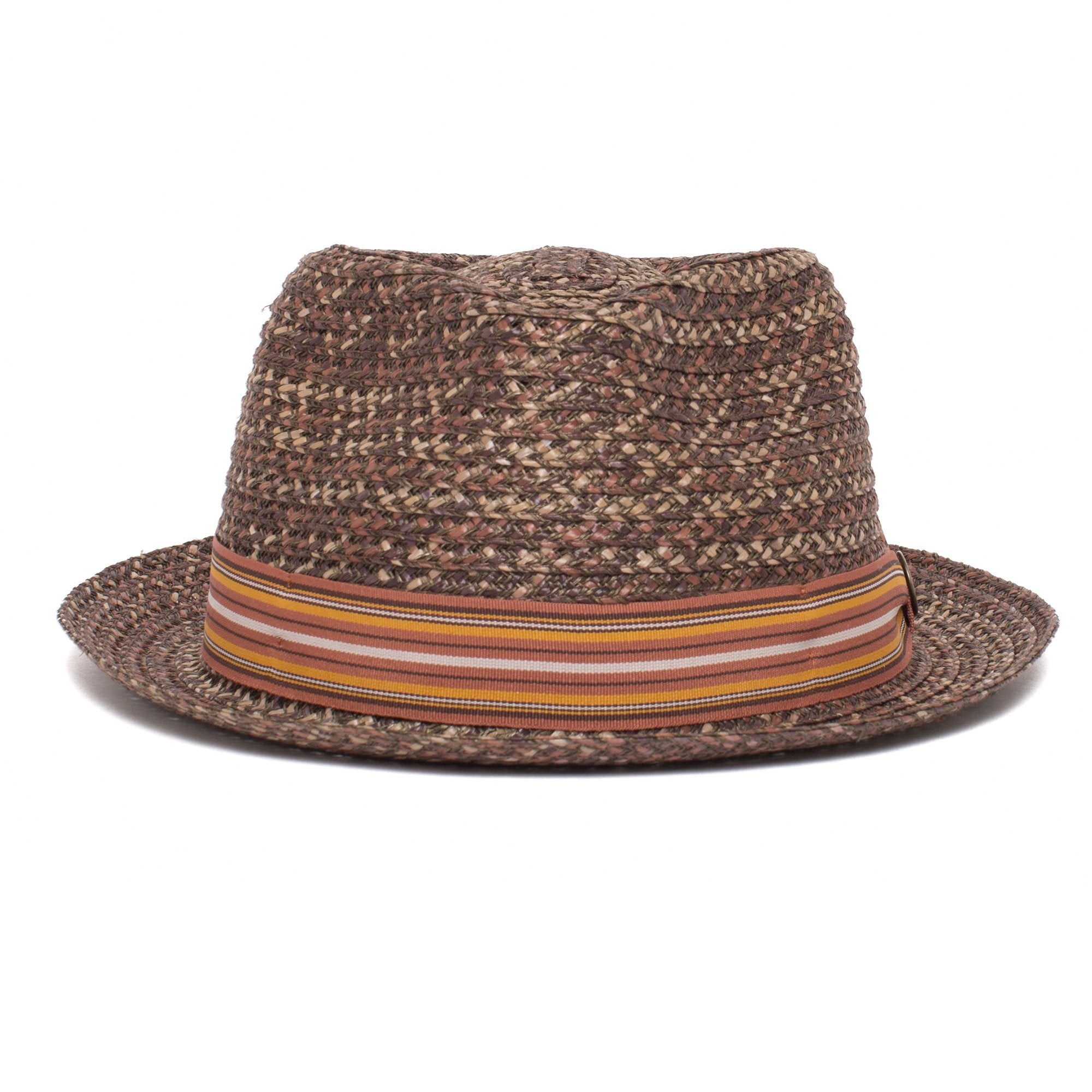 Goorin Bros. big frank diamond medium brim straw porkpie fedora hat Brown front view