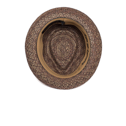 Goorin Bros. big frank diamond medium brim straw porkpie fedora hat Brown under view