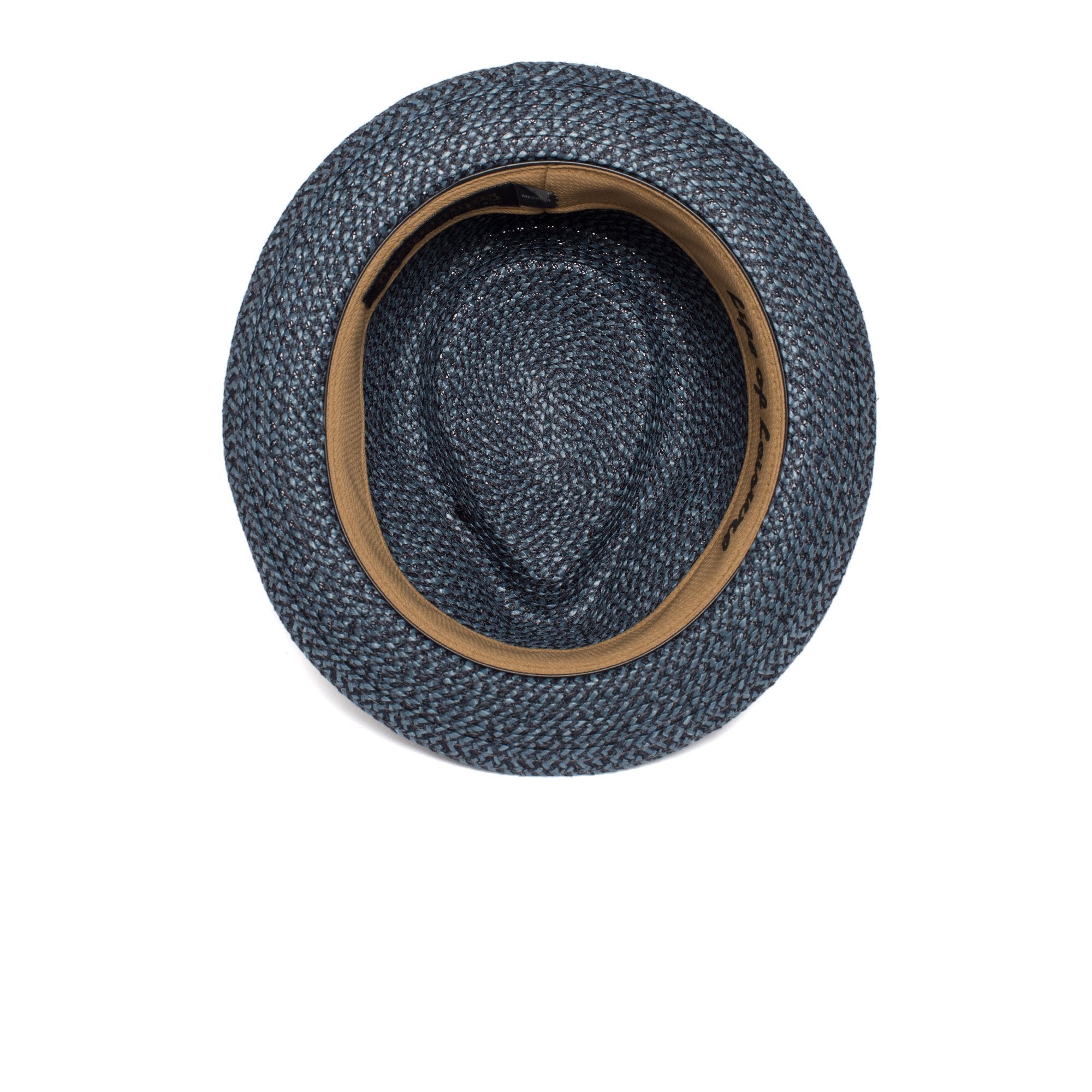 Goorin Bros. big frank diamond medium brim straw porkpie fedora hat Navy under view