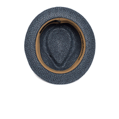 Goorin Bros. big frank diamond medium brim straw porkpie fedora hat Navy under view