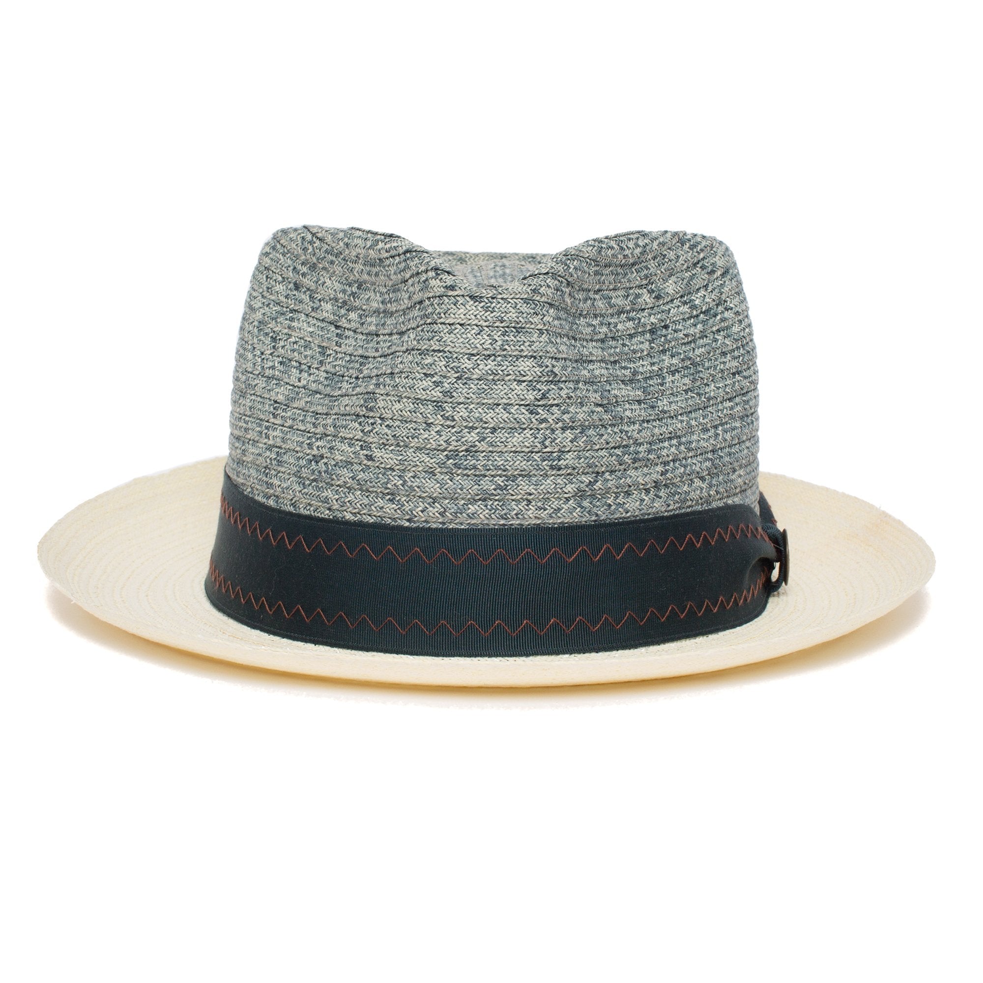 Goorin Bros. out of office teardrop medium brim straw fedora hat Slate front view