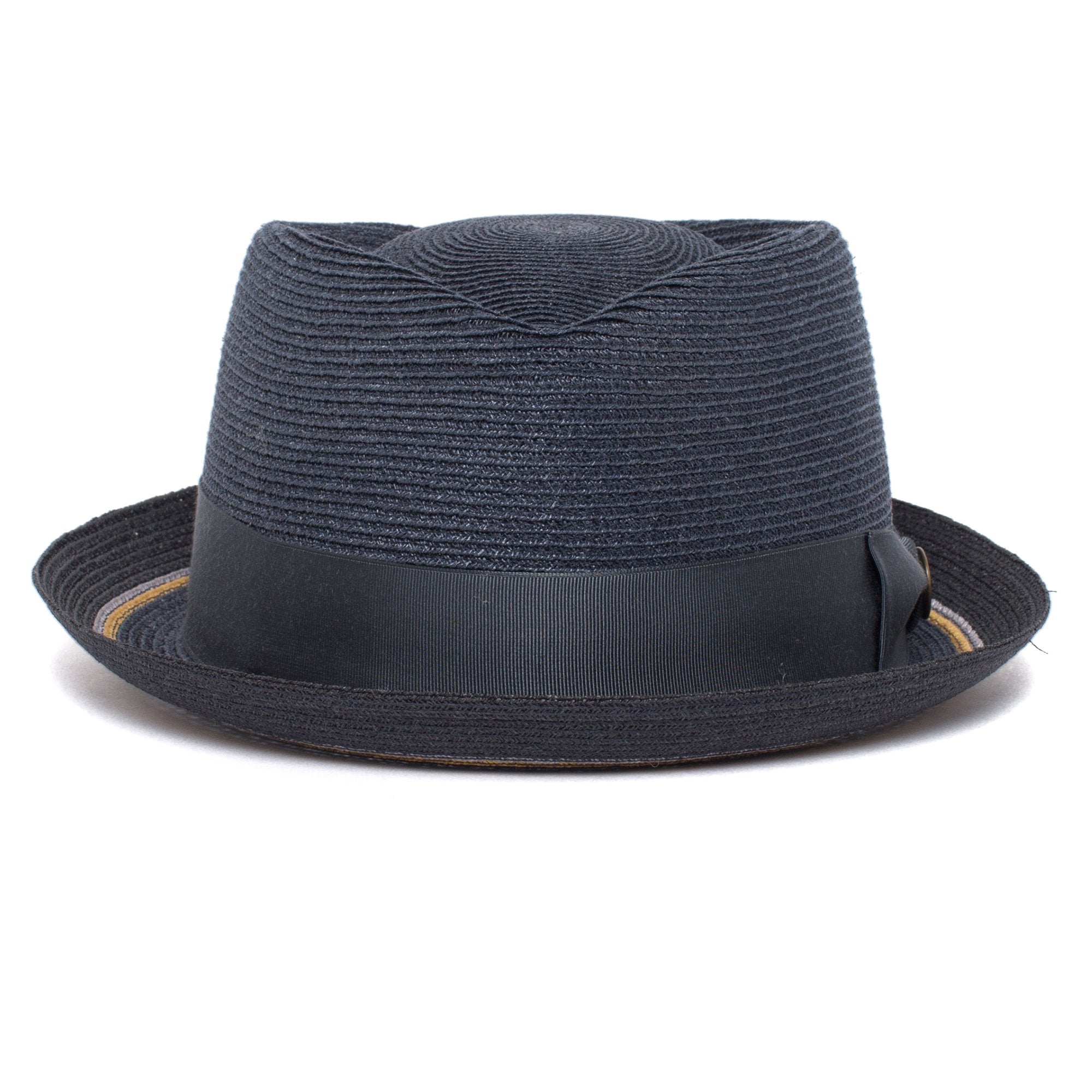 Goorin Bros. the new guy diamond short brim straw porkpie fedora hat Navy front view