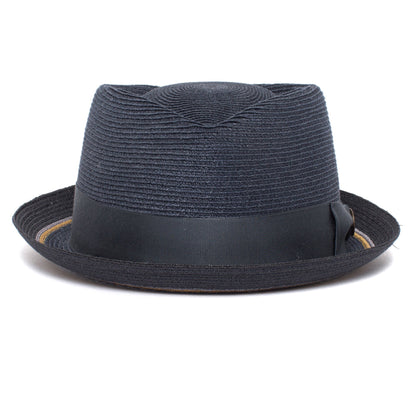 Goorin Bros. the new guy diamond short brim straw porkpie fedora hat Navy front view