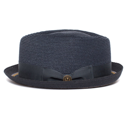 Goorin Bros. the new guy diamond short brim straw porkpie fedora hat Navy side view