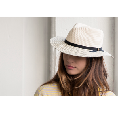 Goorin Bros. tamalina teardrop wide brim straw fedora hat White  womens styling