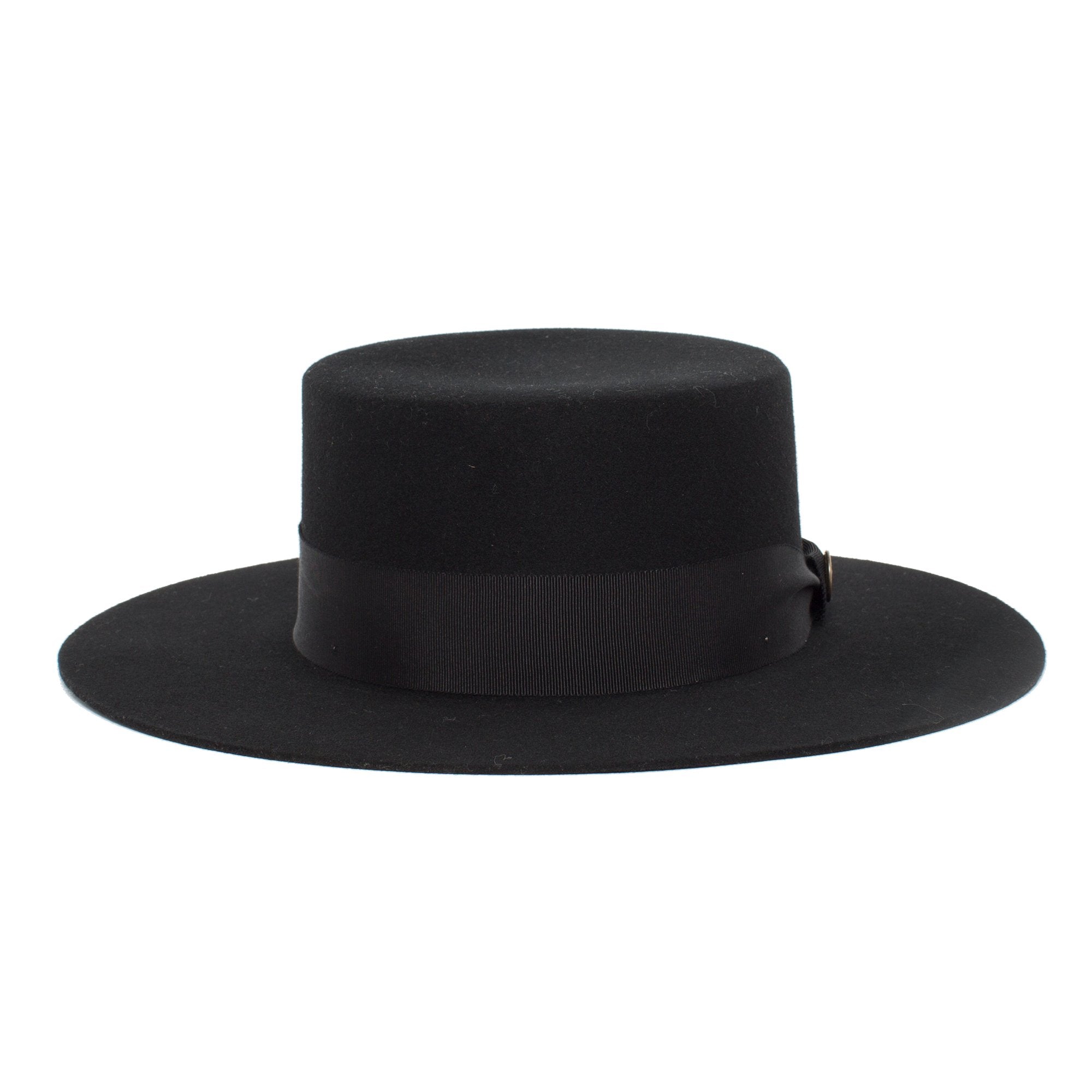 Goorin Bros. trumpet blues flat top wide brim felt gaucho fedora hat Black front view