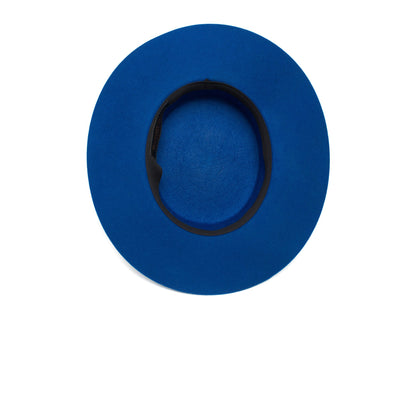 Goorin Bros. trumpet blues flat top wide brim felt gaucho fedora hat Blue under view