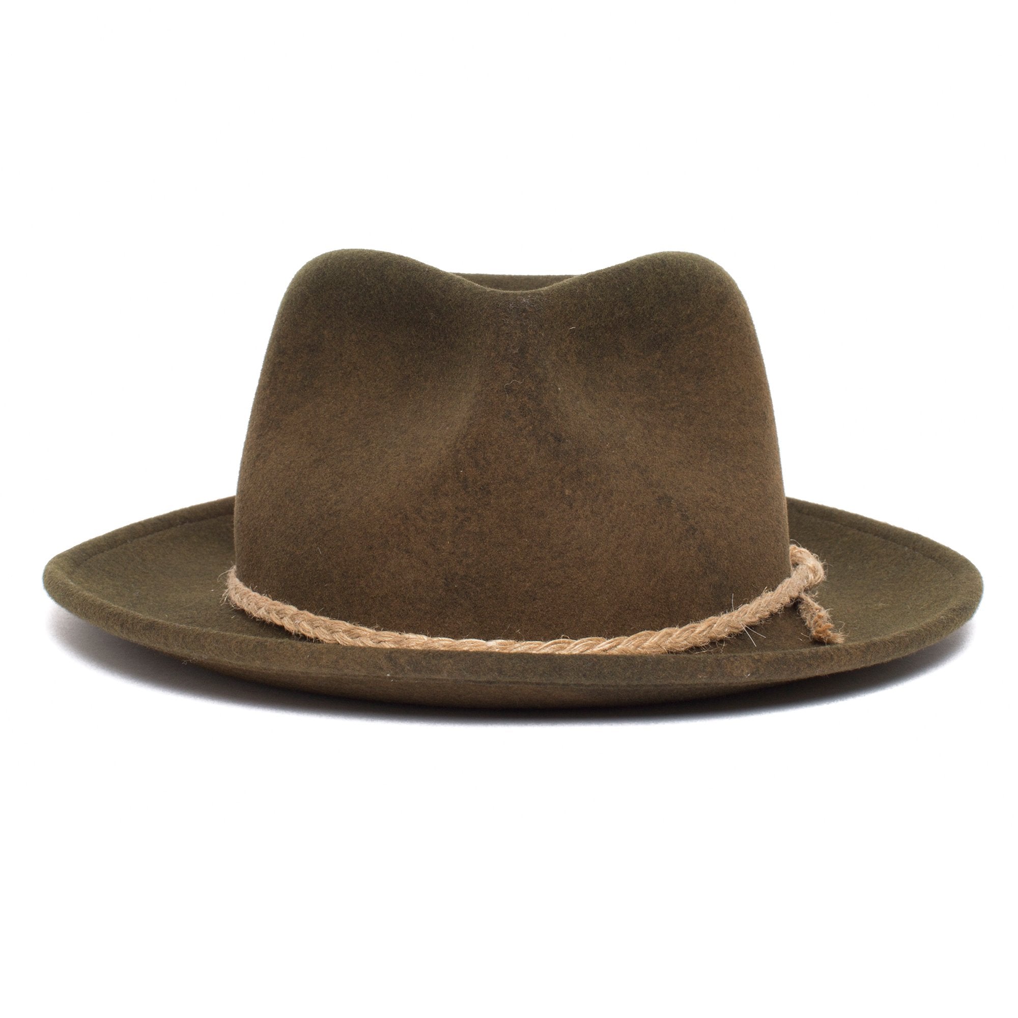 Goorin Bros. higher country teardrop wide brim felt fedora hat Olive front view
