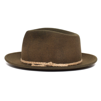 Goorin Bros. higher country teardrop wide brim felt fedora hat Olive side view