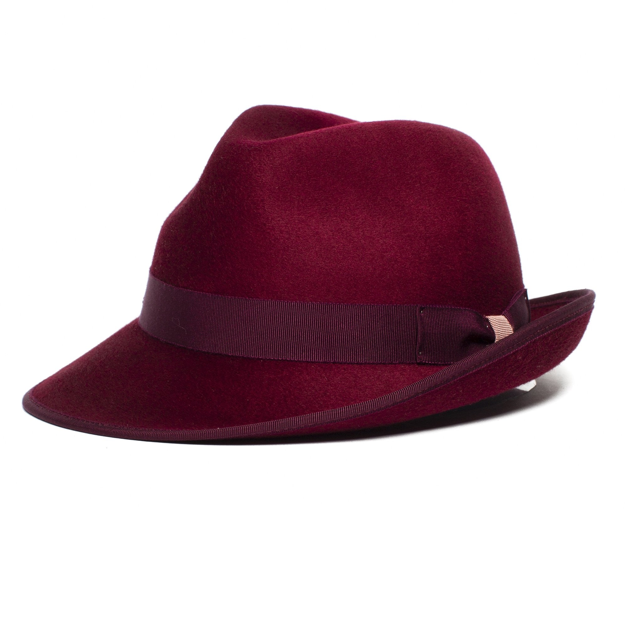 Goorin Bros. charlotte oaks wool asymmetric fedora Red left side view