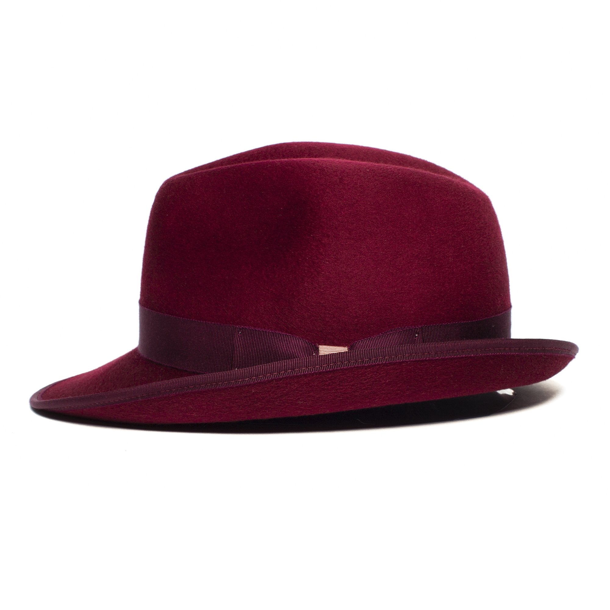 Goorin Bros. charlotte oaks wool asymmetric fedora Red side view