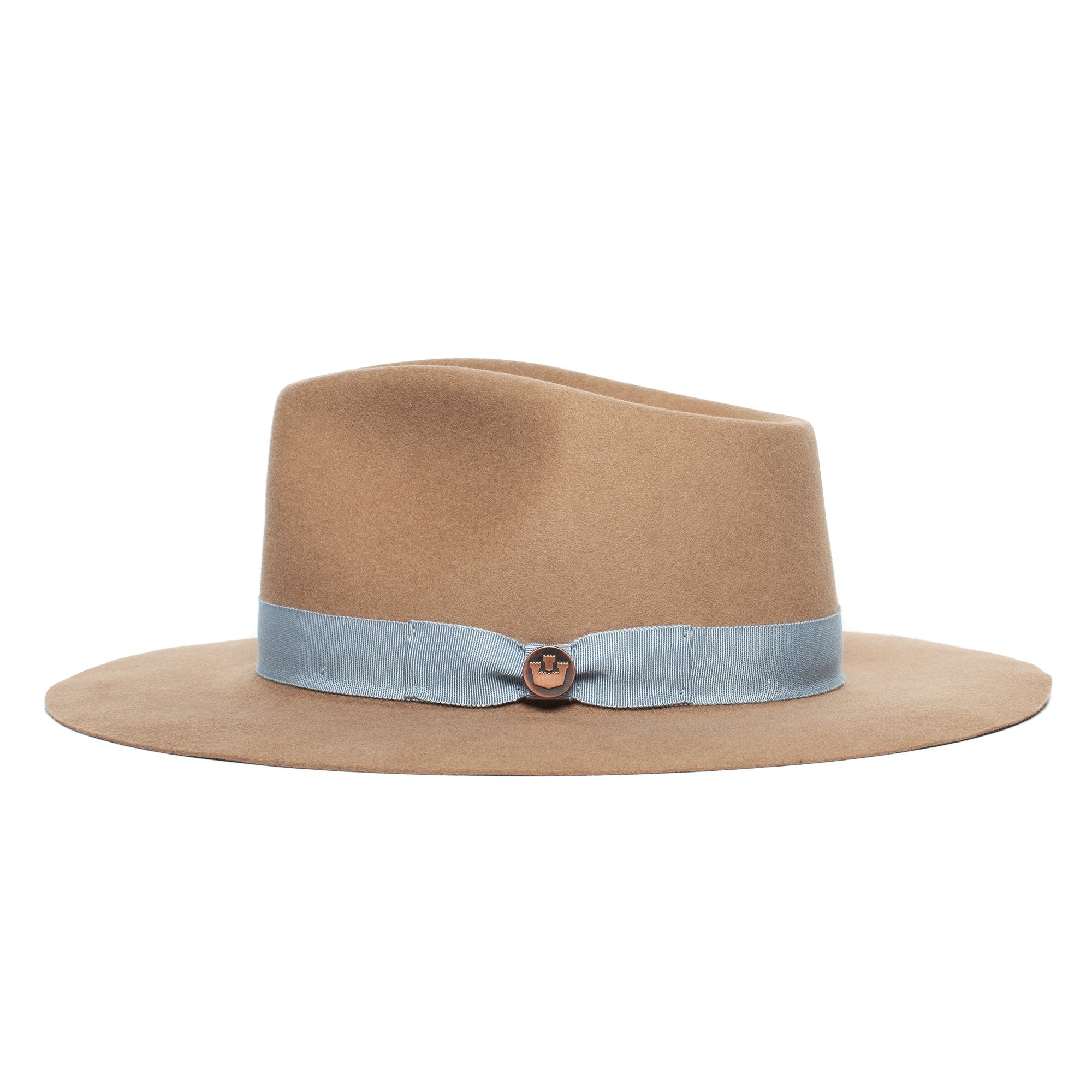 Goorin Bros. w roberts teardrop wide brim felt fedora hat Tan side view
