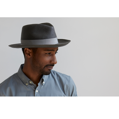 Goorin Bros. mr cash teardrop wide brim straw fedora hat Black  mens styling