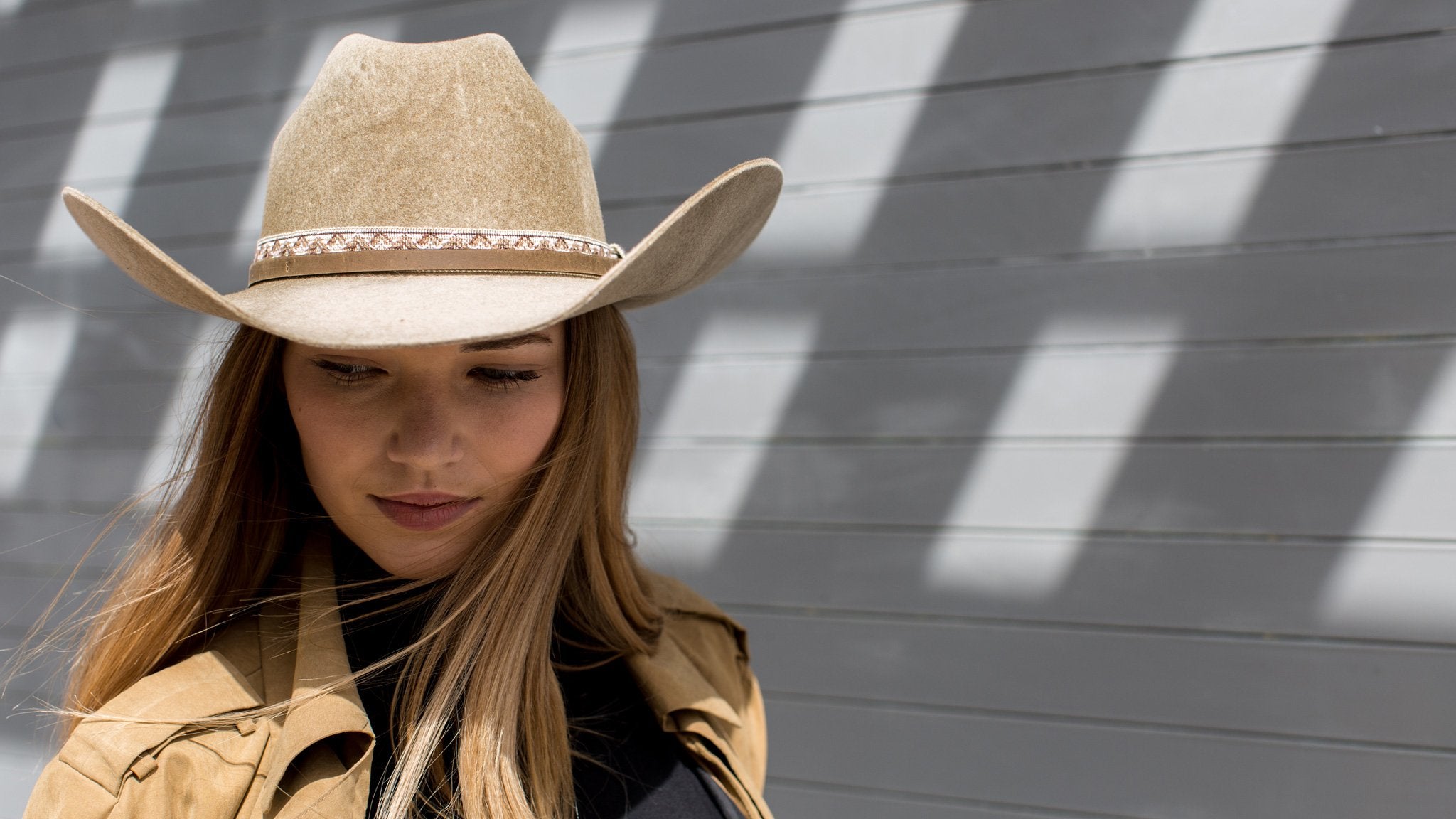 Goorin Bros. three d wool cowboy Coffee  hero shot on female model