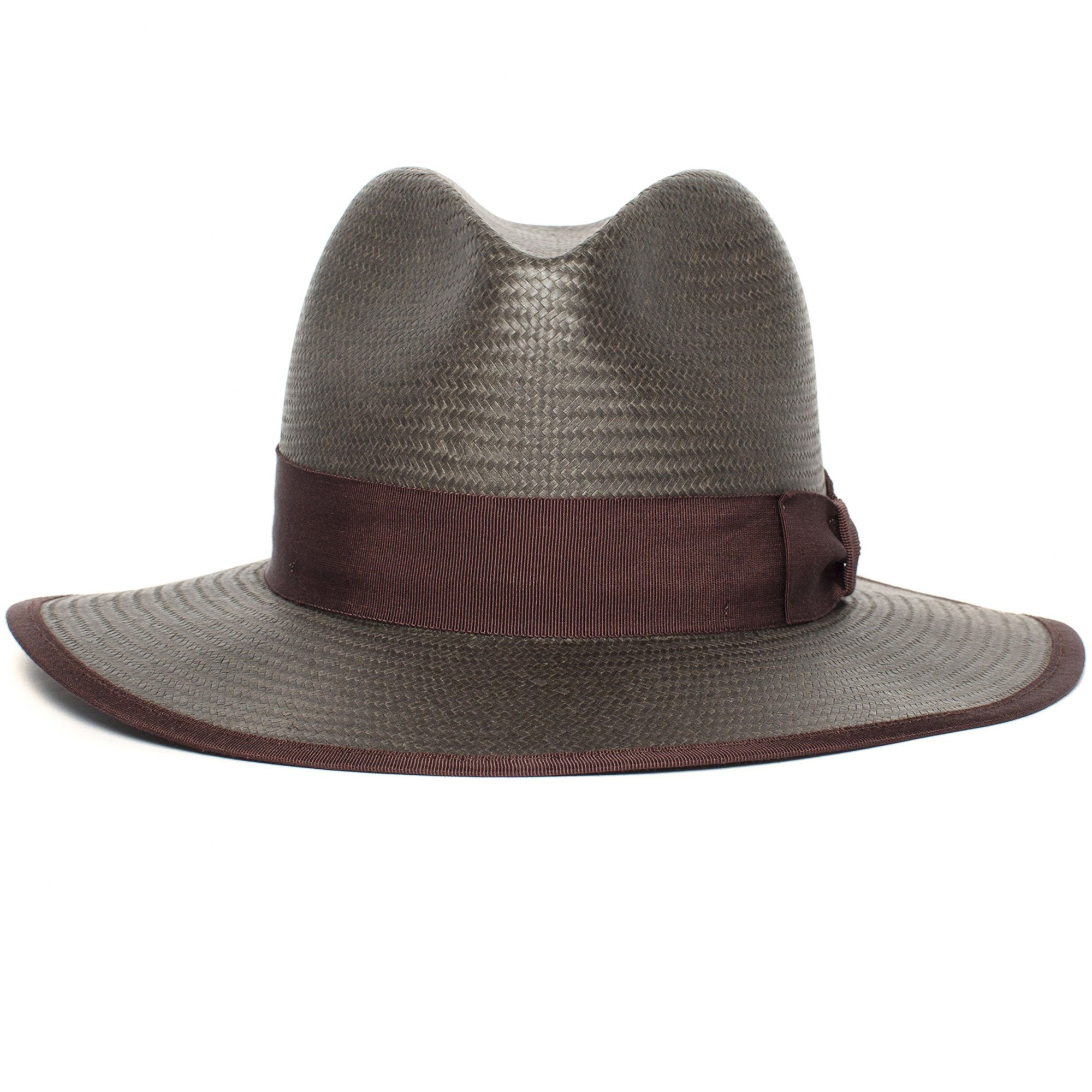 Goorin Bros. free spirit center dent wide brim straw fedora hat Grey front view