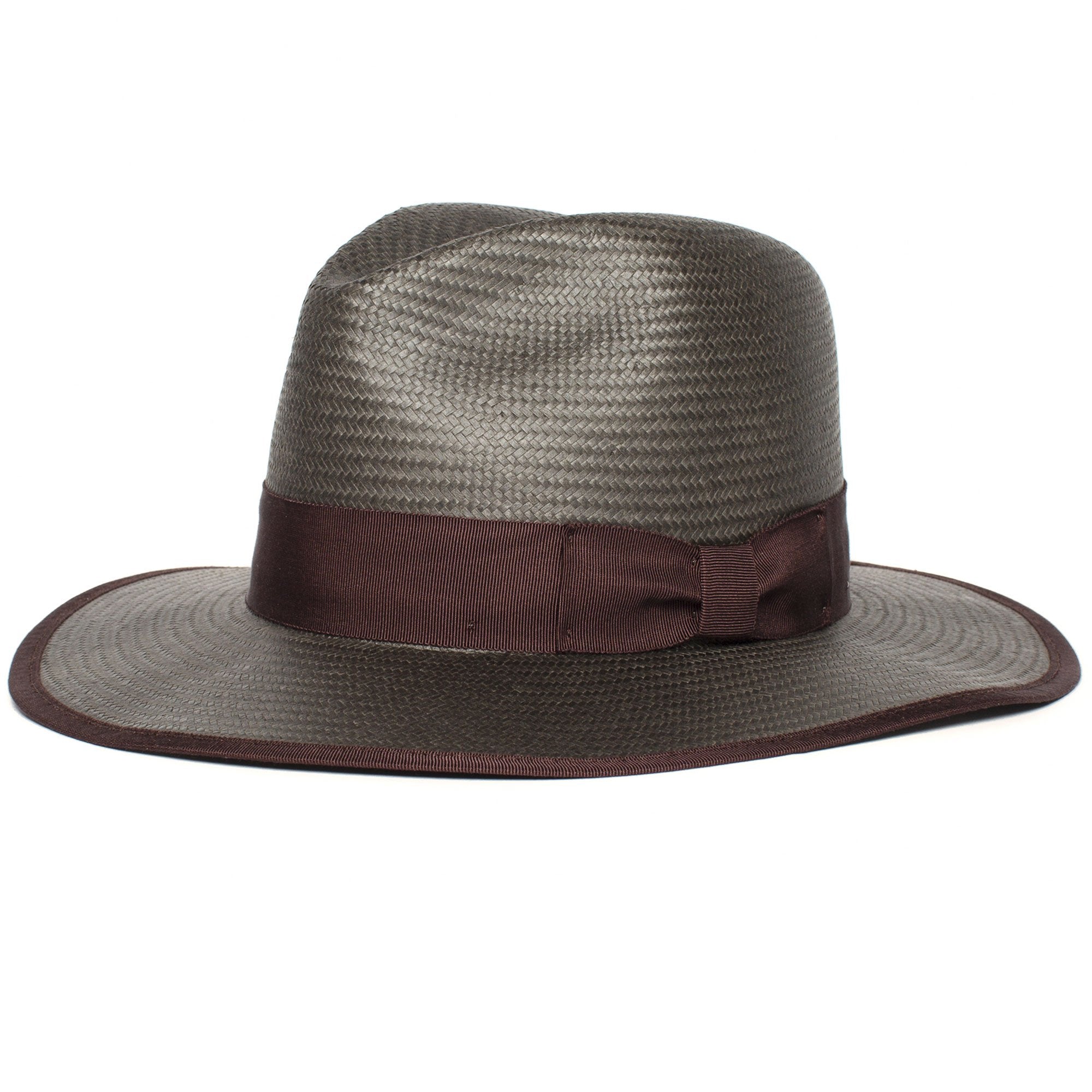 Goorin Bros. free spirit center dent wide brim straw fedora hat Grey left side view