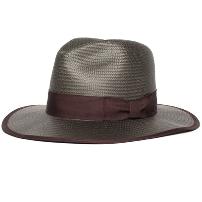 Goorin Bros. free spirit center dent wide brim straw fedora hat Grey left side view
