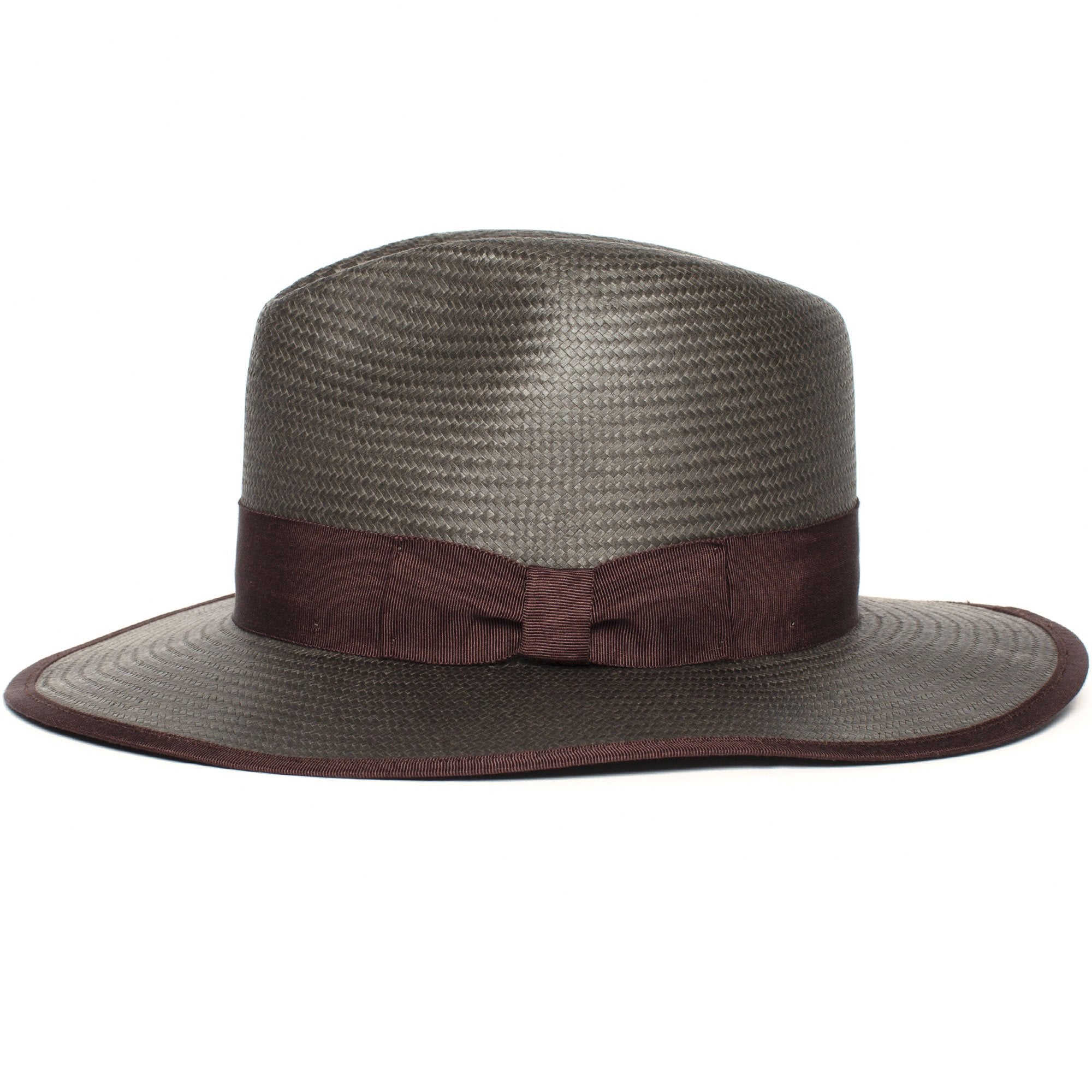 Goorin Bros. free spirit center dent wide brim straw fedora hat Grey side view