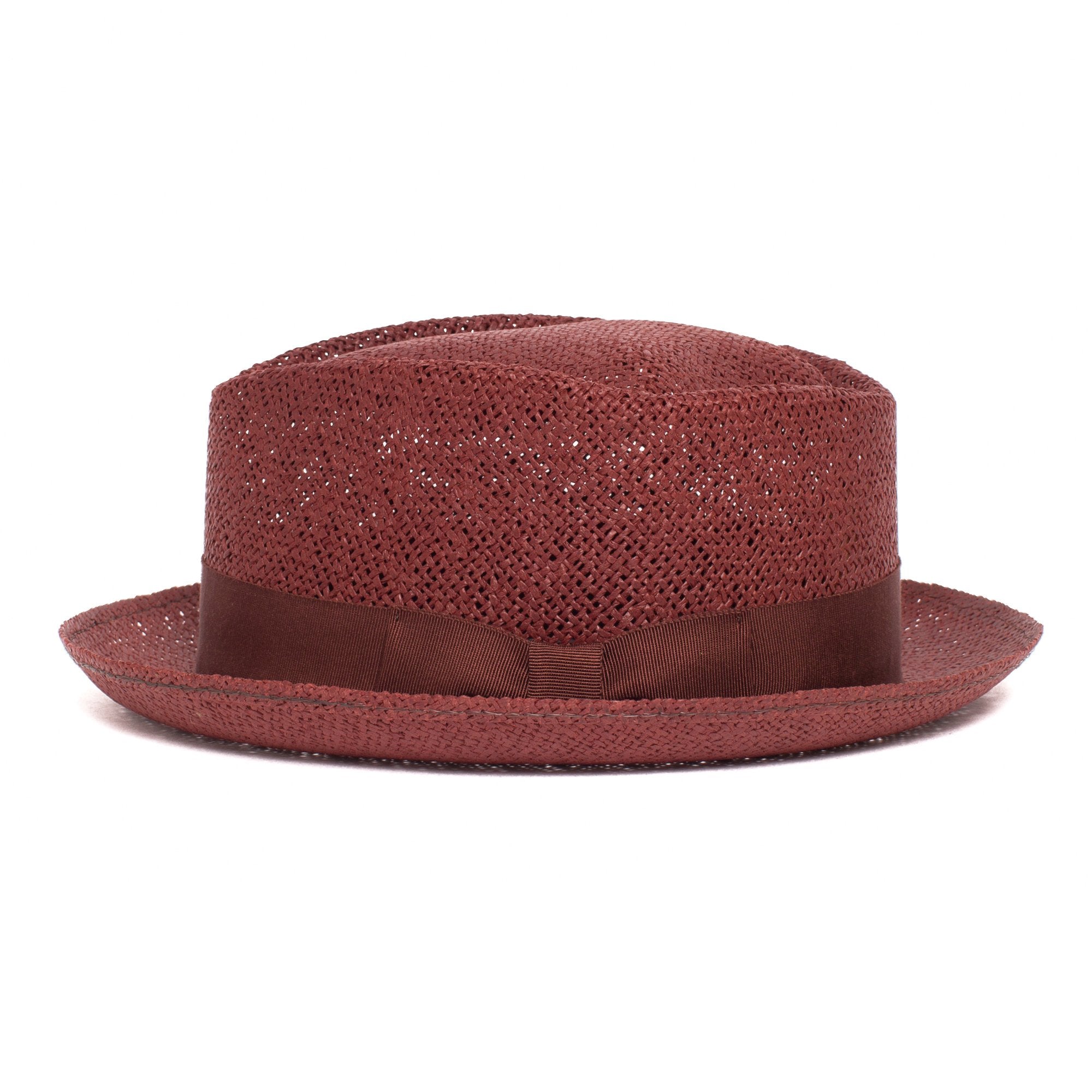 Goorin Bros. afternoon sip diamond medium brim straw porkpie fedora hat Burgundy side view