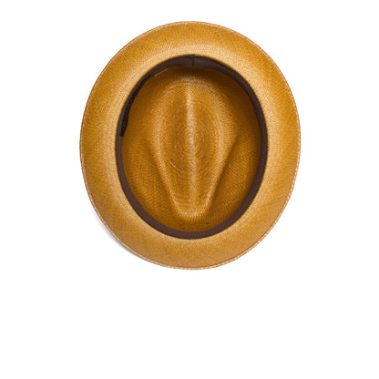 Goorin Bros. eberline center dent medium brim straw fedora hat Whiskey under view