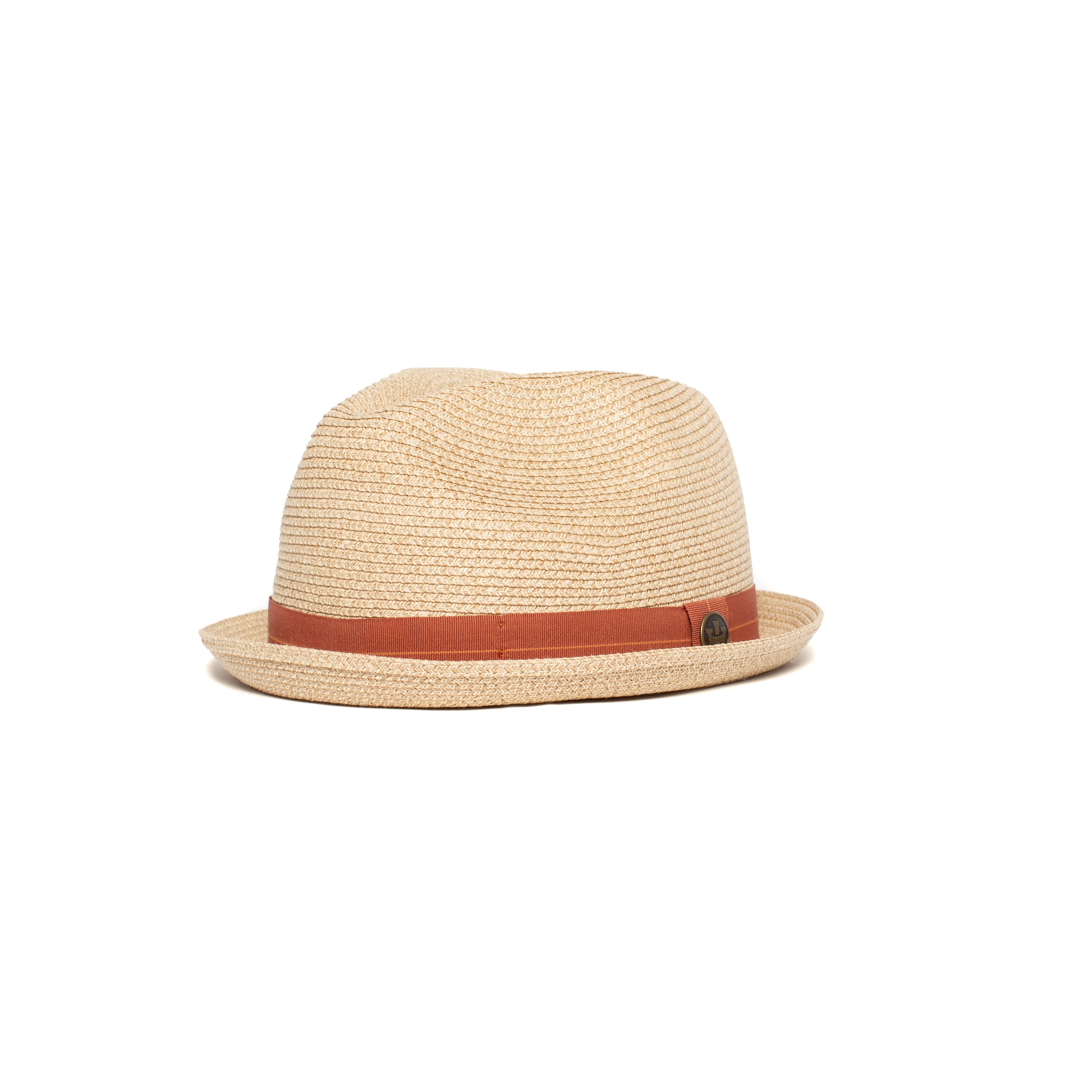 Goorin Bros. morgan thomas center dent short brim paper poly blend fedora hat Natural  left side view