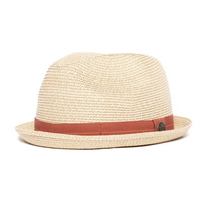 Goorin Bros. morgan thomas center dent short brim paper poly blend fedora hat Natural left side view