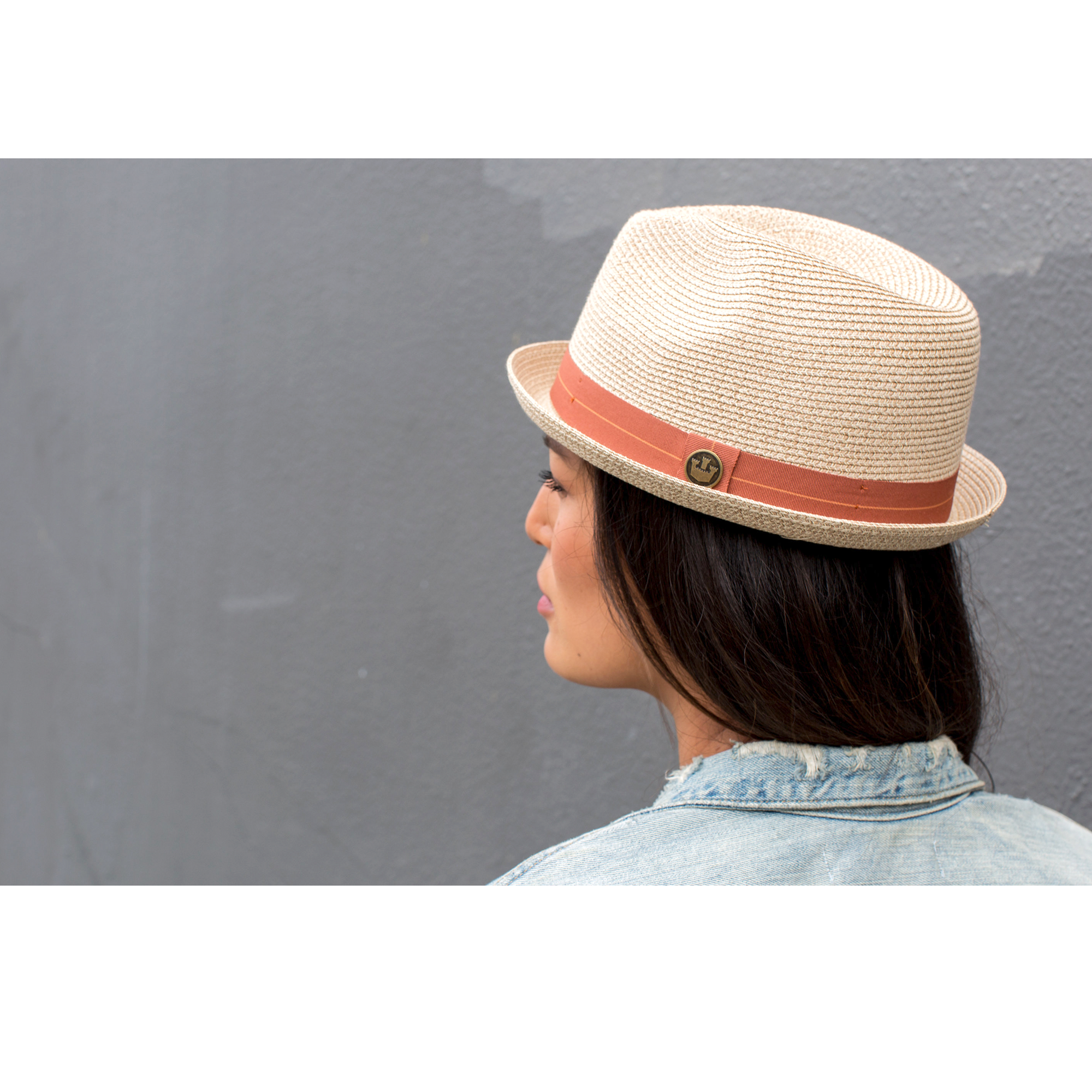 Goorin Bros. morgan thomas center dent short brim paper poly blend fedora hat Natural  womens styling