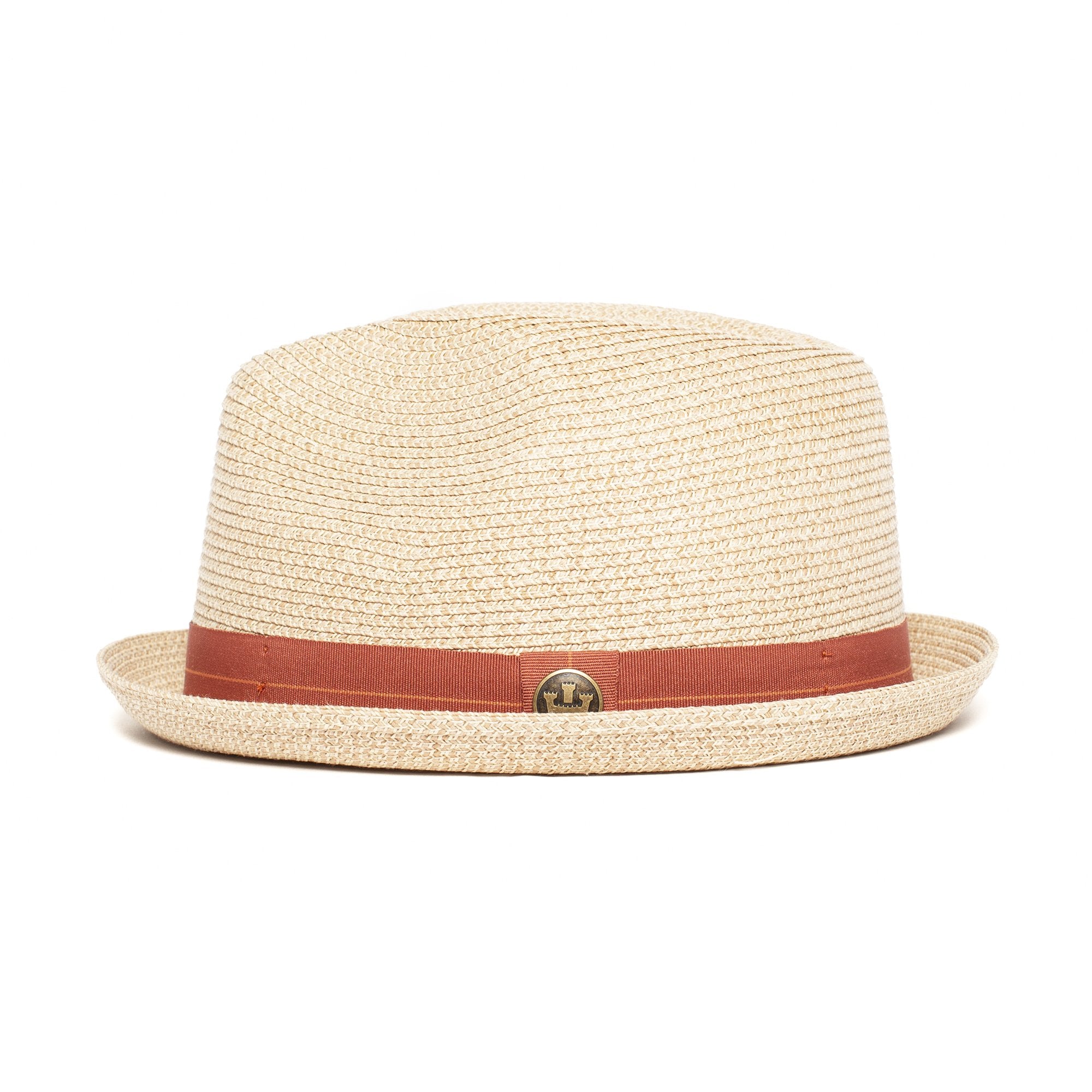 Goorin Bros. morgan thomas center dent short brim paper poly blend fedora hat Natural side view