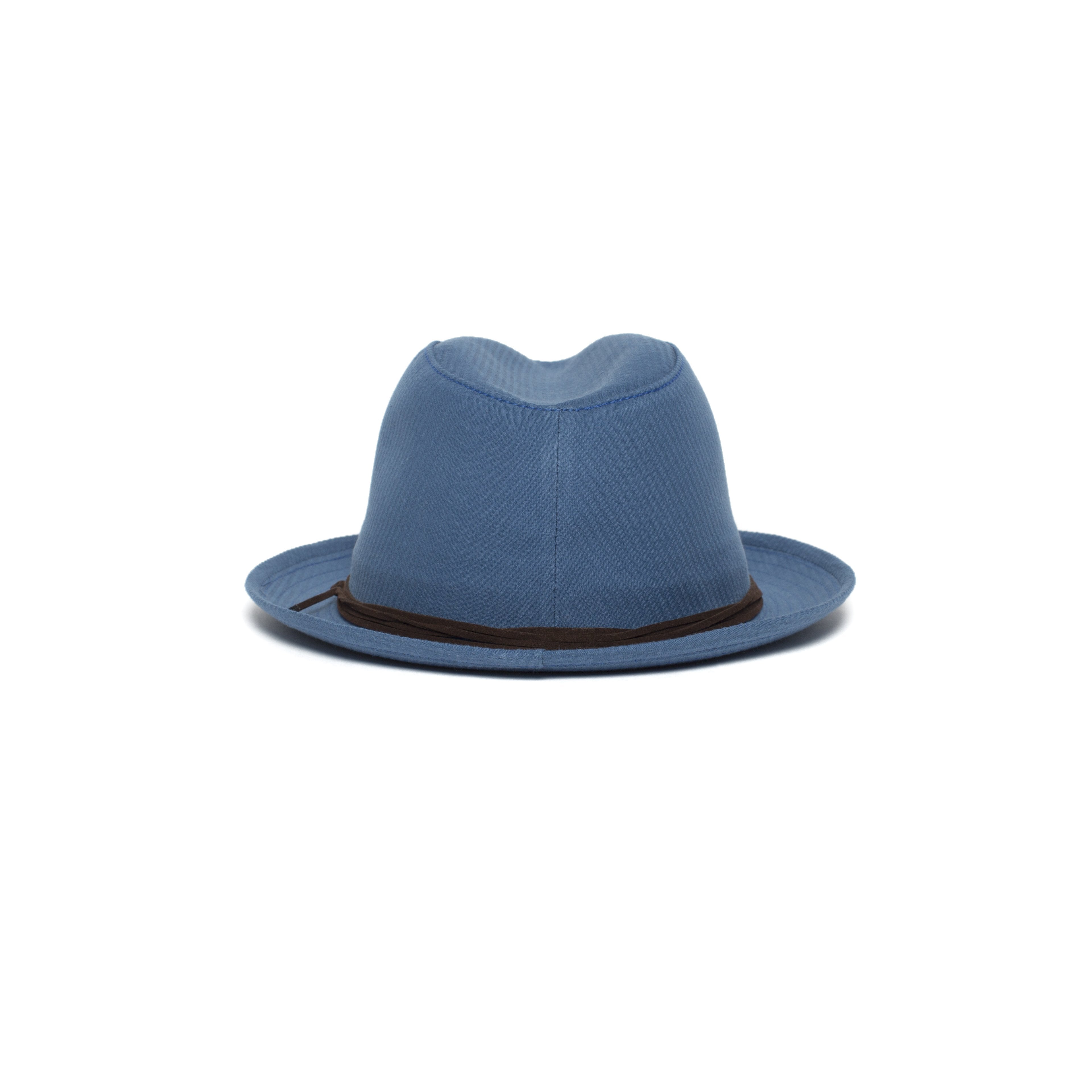 Goorin Bros. pops center dent medium brim cotton fedora hat Blue back view