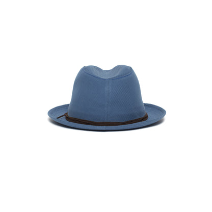 Goorin Bros. pops center dent medium brim cotton fedora hat Blue back view
