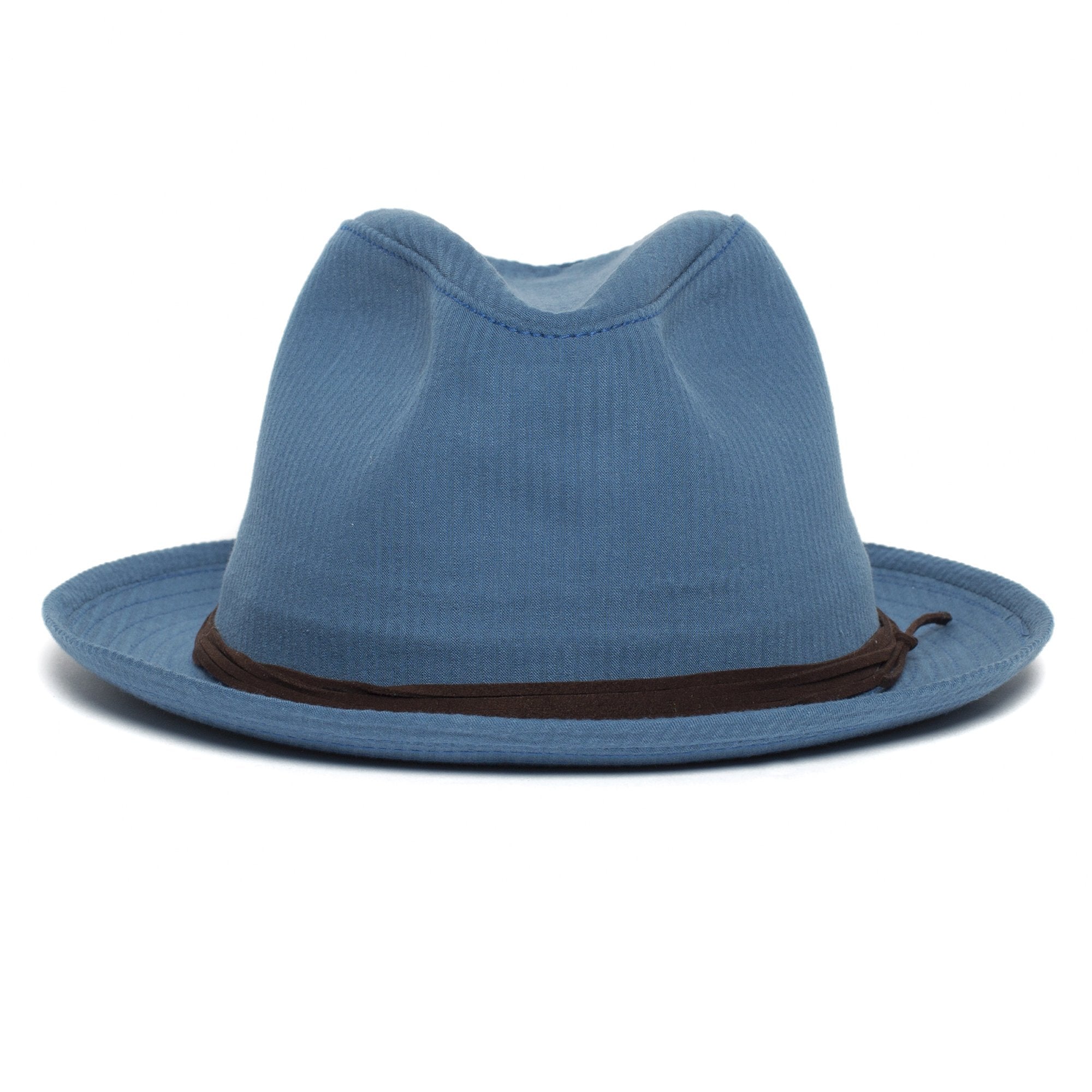 Goorin Bros. pops center dent medium brim cotton fedora hat Blue front view